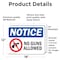 Signmission No Guns Allowed OSHA Notice Sign, Vinyl Decal, 18in W x 12in L, 2PK OS-2PACK-NS-D-1218-L-16133 - alternate 5
